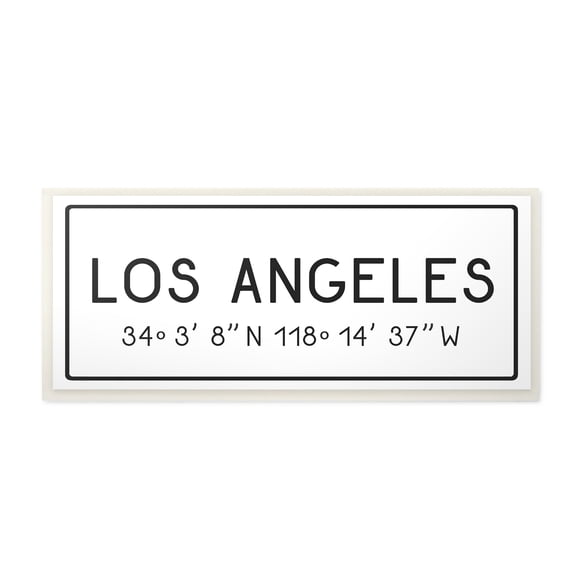 Stupell Industries Plate City Coordinates Los Angeles Town & City Painting Unframed Art Print Wall Art, 7 x 17
