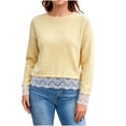 thumbnail image 2 of Sheghy Summer Tops for Women 2026 Cold Weather Everyday Crewneck Baggy Fit Solid Color Knitted Long Sleeve Sweater Top Yellow M, 2 of 9