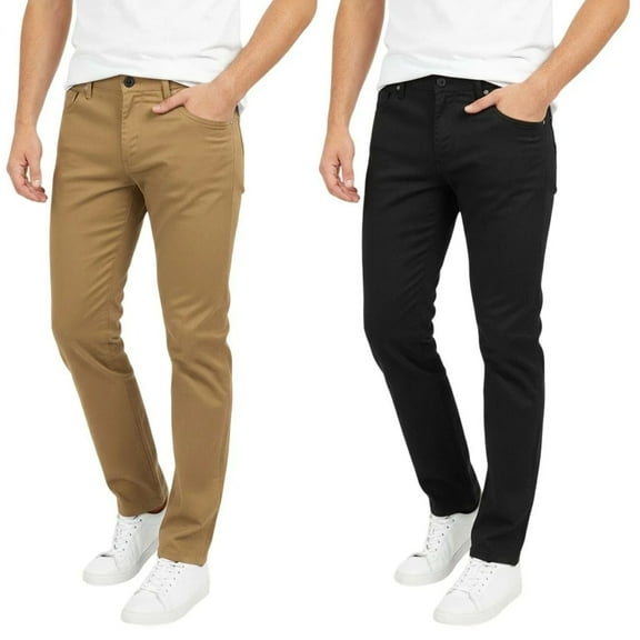 BenBen Men Chino Pants Slim Fit Cotton Stretch 2-Pack