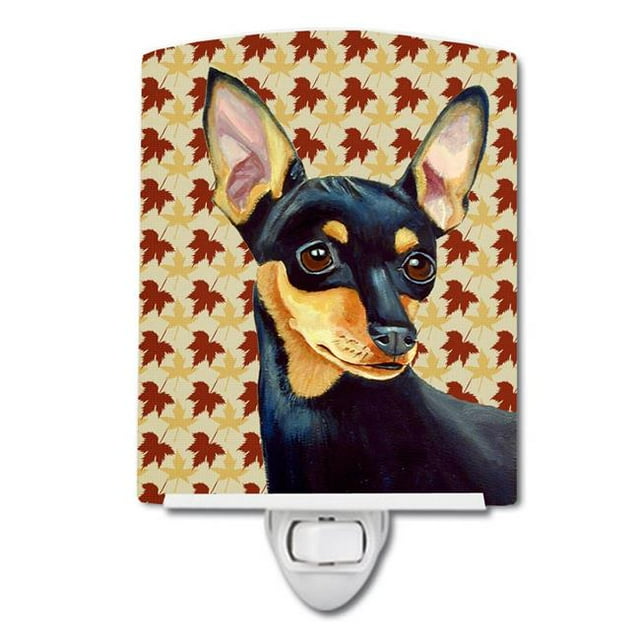 Carolines Treasures LH9110CNL Min Pin Fall Feuilles Portrait Céramique Veilleuse