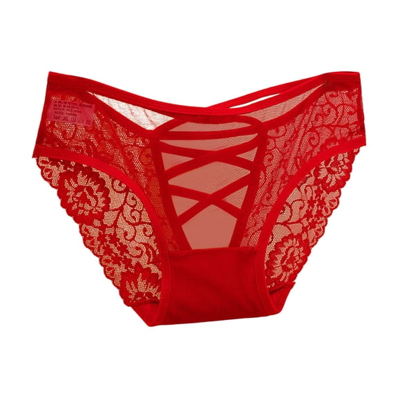 CENTIE Women's Panties Lace High Waist Briefs for Women Red L