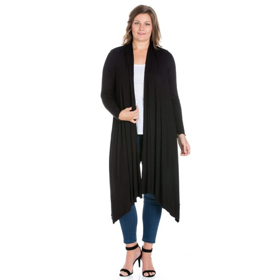 Plus Size Extra Long Open Front Cardigan