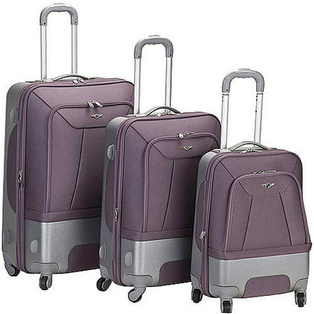 Rockland Luggage Rome 3 Piece Hybrid EVA/ABS Spinner Luggage Set ...