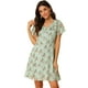 thumbnail image 1 of Vestido Elegante Con Botones Manga Corta Transparente Estampado Floral De Gasa Cuello Con Volantes Para Mujer Verde M, 1 of 6