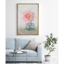 PixonSign Framed Canvas Print Wall Art Large Pink Peony in Vase Floral Wilderness Illustrations Modern Art Chic Colorful Multicolor Pastel for Living Room, Bedroom, Office - 16"x24" Natural