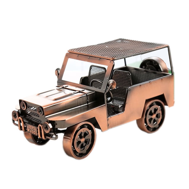 1 modelo de coche, decoración de oficina en casa de arte Vintage, estatuilla de coche artesanal de hierro de Metal, 24cm * 12cm * 12cm TUNC Sencillez