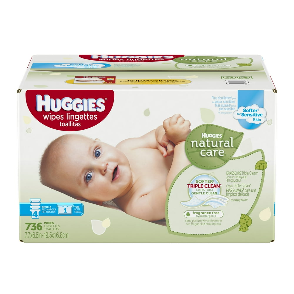 Huggies Natural Care Baby Wipes, Tub, Unscented, 736 Ct