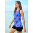 thumbnail image 3 of Swim 365 Women's Plus Size Longer-Length High-Neck Racerback Tankini Top, 3 of 6