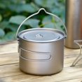 thumbnail image 5 of Outdoor pure titanium soup pot large capacity folding handle hanging pot camping portable cooker titanium pot hot pot pot 1.6L, 5 of 6
