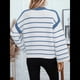 thumbnail image 4 of Suéter de Rayas Extragrande para Mujer, Cuello Redondo, Mangas Largas, Moda de Otoño 2025. Azul M, 4 of 8