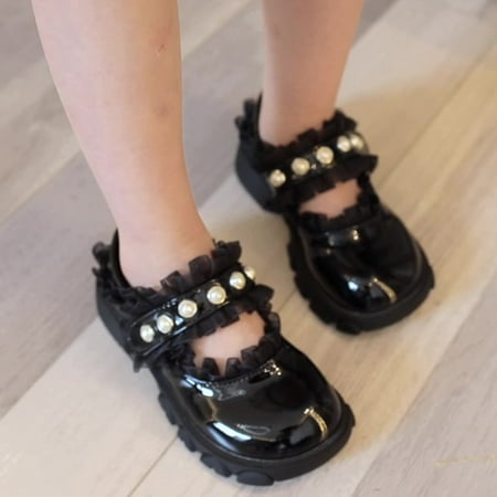 

TOWED22 Toddler Boy Sandals Girls Small Leather Shoes Single Shoes Princess Shoes Sandals Flower Bow Shoelaces Sandals For Boys Black