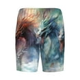 thumbnail image 2 of Lsque Ink Style Wave Dragon Mens Sleep Pajama Shorts,Short Pajama Pants, Cotton Ultra-Soft Knit-Small, 2 of 9