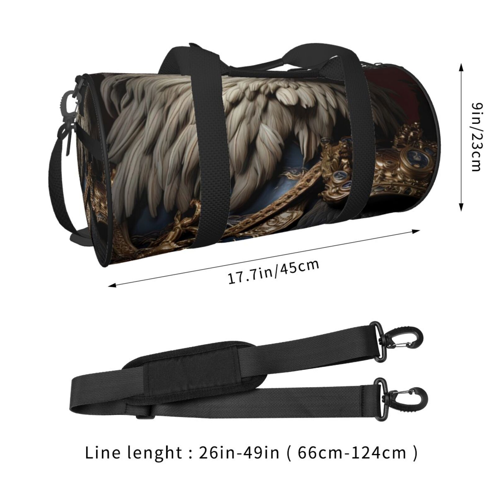 Vsdgher Noble Style Bald Eagle 45L Foldable Duffel Bag, Sports Gym Bag,Overnight Bag, Portable Weekender Bag for Airplanes