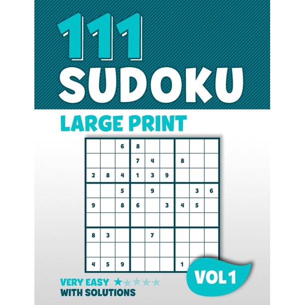 111 sudoku large print puzzle book with 111 very easy sudoku puzzles in 9x9 with solutions 8 5 x 11 inch vol 1 paperback walmart com