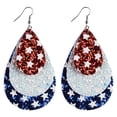 thumbnail image 3 of BNNG American Flag Earrings 4th of July Patriotic Earrings Colorful 3 Layered Teardrop Leather Dangle Earrings Shining Red White Blue Star Independence Day Leather Drop Earrings for Women, 3 of 4