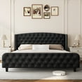 thumbnail image 3 of QinaQin Velvet Upholstered Platform Bed Frame with Deep Button Tufted Wingback Headboard and Footboard, No Box Spring Needed, 3 of 8