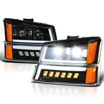 Spec-D Tuning Full LED Jet Black Projector Headlights and Bumper Lights Compatible with 2003-2007 Chevy Silverado, 2002-2006 Chevy Avalanche, Left   Right Pair Headlamps Assembly