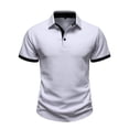 thumbnail image 5 of Awdenio T Shirts for Man Textured Knit Collared Contrast Color Loose Fit Stretchy Golf Shirts, 5 of 8