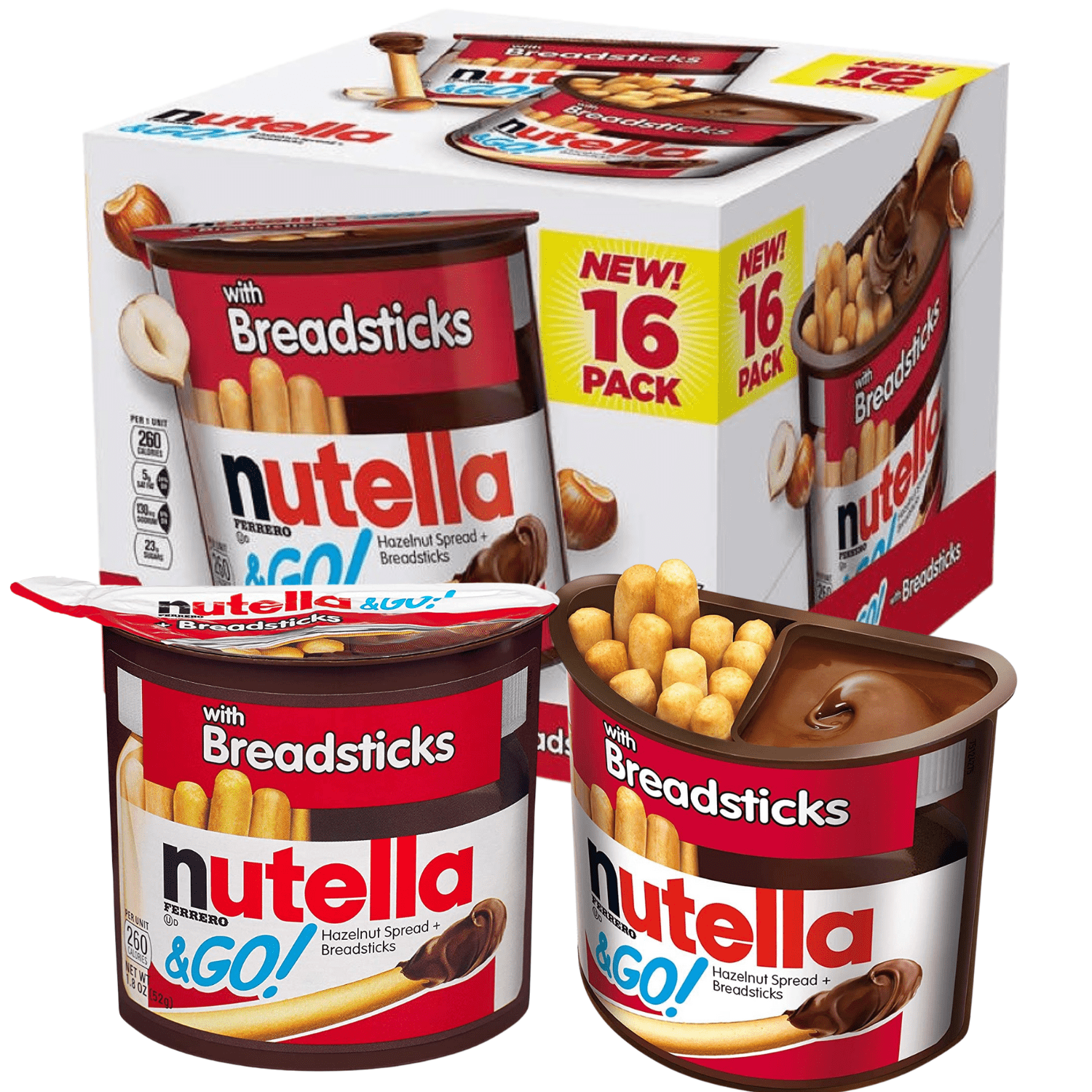 Nutella & Go Snack Packs, Chocolate Hazelnut Spread with Breadsticks On the Go Snacks Great for
