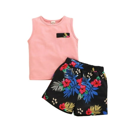 

Binpure Brother and Sister Sleeveless Top and Flower Print Short Pants 2-piece