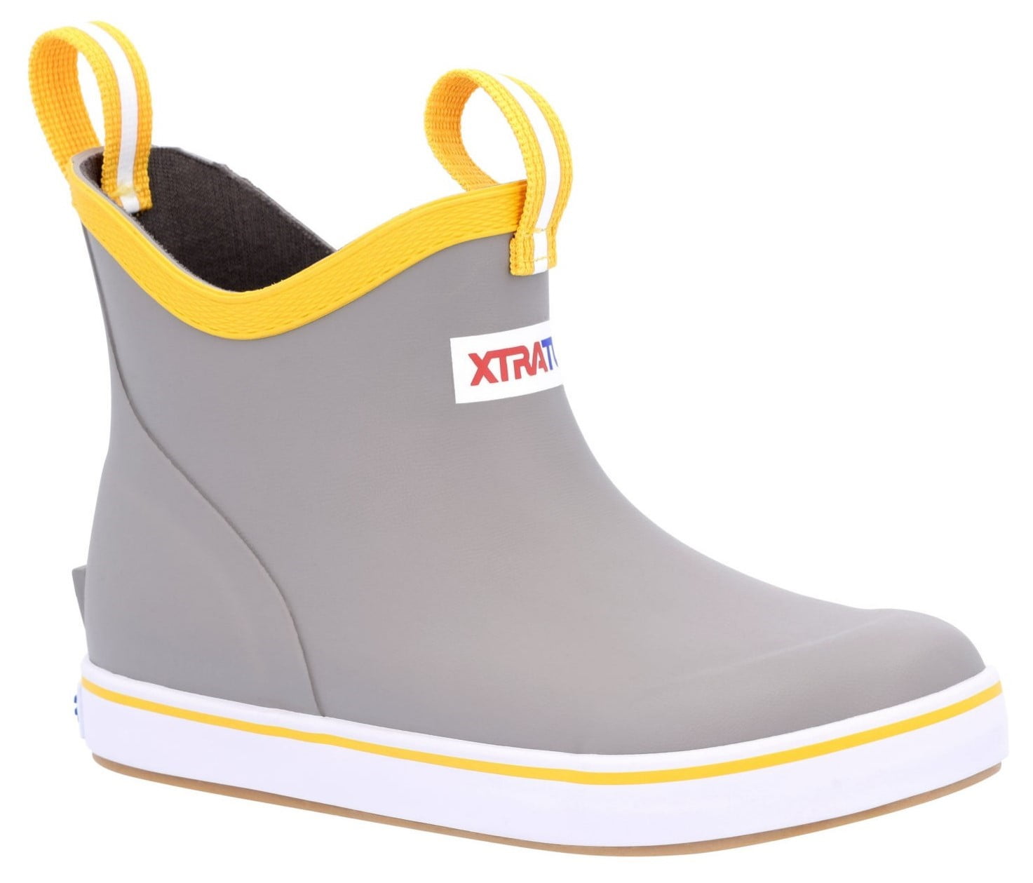 Xtratuf Kid's Ankle Deck Boot, Gray/Yellow, Big Kid Size 4