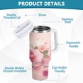 thumbnail image 4 of 30 oz Tumbler With Handle Stainless Steel Insulated Tumbler With Lid for Car Cup Holder Pink Rose Pattern, 4 of 9