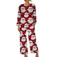 thumbnail image 7 of Feancey Women's Christmas Pj Sets Long Sleeve Round Neck Tops Wide Leg Pant Lounge Pajama Set Funny Holiday Print Sleepwear 2 Piece Multicolor XXL, 7 of 7
