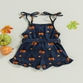 thumbnail image 3 of Bébé Halloween Filles Romper Sans Manches Citrouille Impression Shorts une Pièce Vêtements, 3 of 7