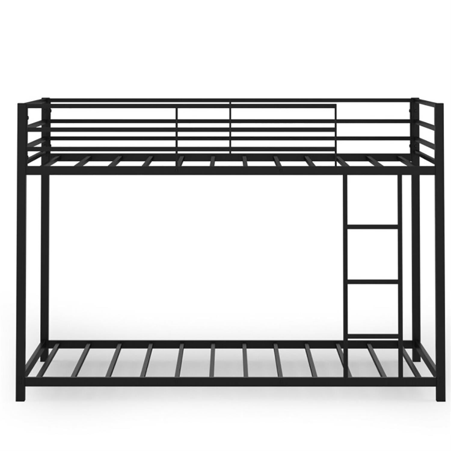Demi Bonn Twin Over Twin Bunk Bed with Safety Guard Rails and Side Ladder, Twin Bunk Beds, Sturdy Metal Bed Frame No Box Spring Needed, Black