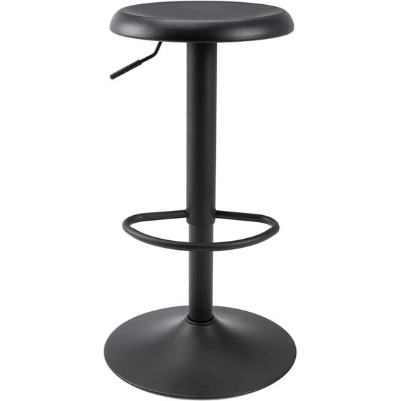 Brage Living Adjustable Bar Stool, Swivel Round Metal Airlift Barstool, Backless Counter Height Bar Chair for Kitchen Dining Room Pub Cafe, 1 pc (Black)