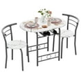 thumbnail image 3 of Vineego 3 Pieces Dining Set for 2 Small Kitchen Breakfast Table Set Space Saving Wooden Chairs and Table Set,Dark White, 3 of 7