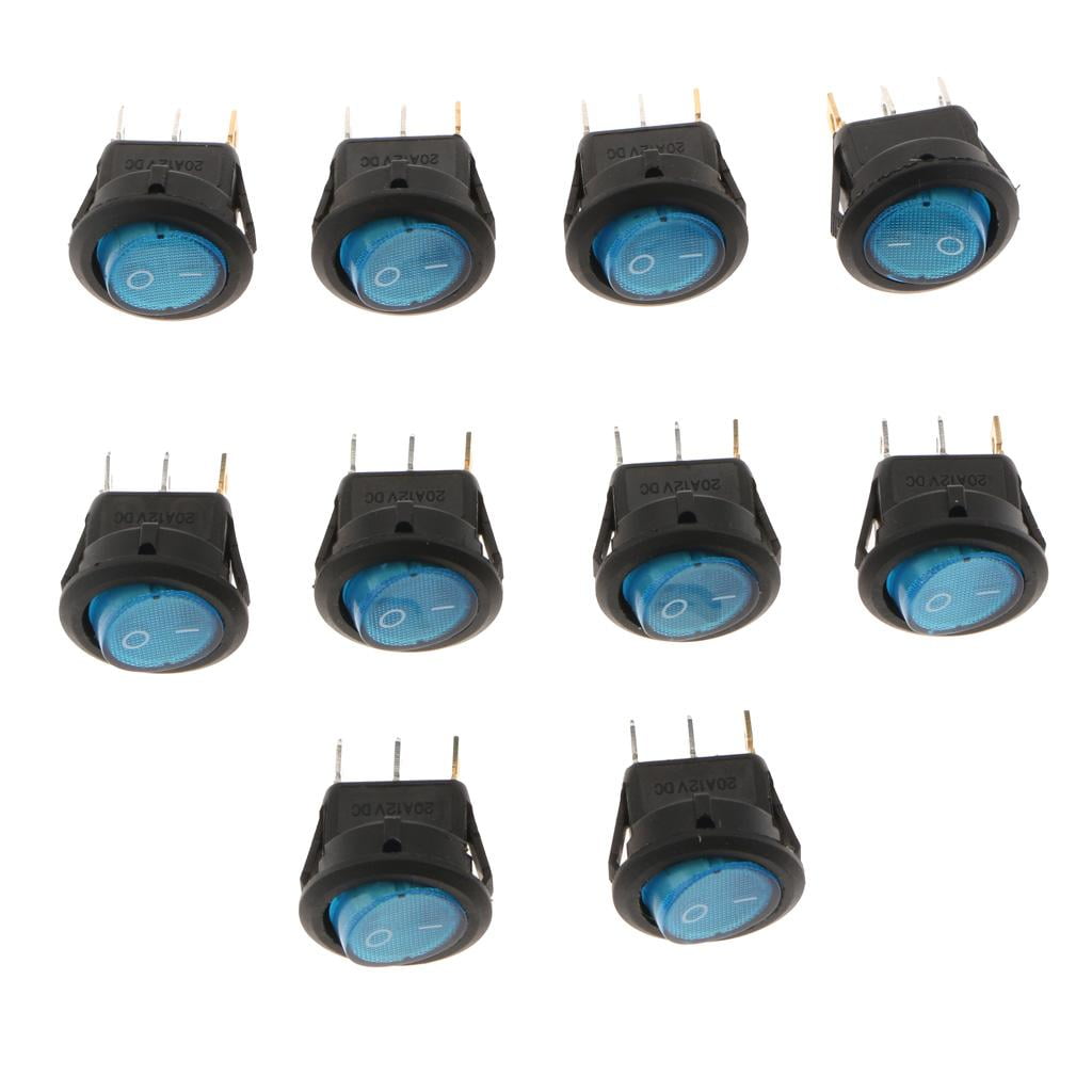10pcs 12v 16a Blue LED Rocker Round Dot Toggle SPST Switch On-off Control US Hot for sale online 