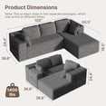 thumbnail image 5 of Sectional Sofa, Asofer 105" L-Shape Modular Couch With Corduroy Fabric for Living Room, Free Assembly, Dark gray (Right Facing Chaise), 5 of 11