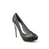 Pre-owned|Miu Miu Womens Perforated Leather Peep Toe Heels Pumps Black Size 38.5 8.5