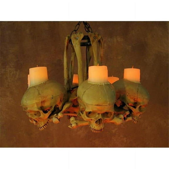 Skeletons And More SKUL-900D Life-Size Skull & Hip Bone Chandelier With Wax Candles