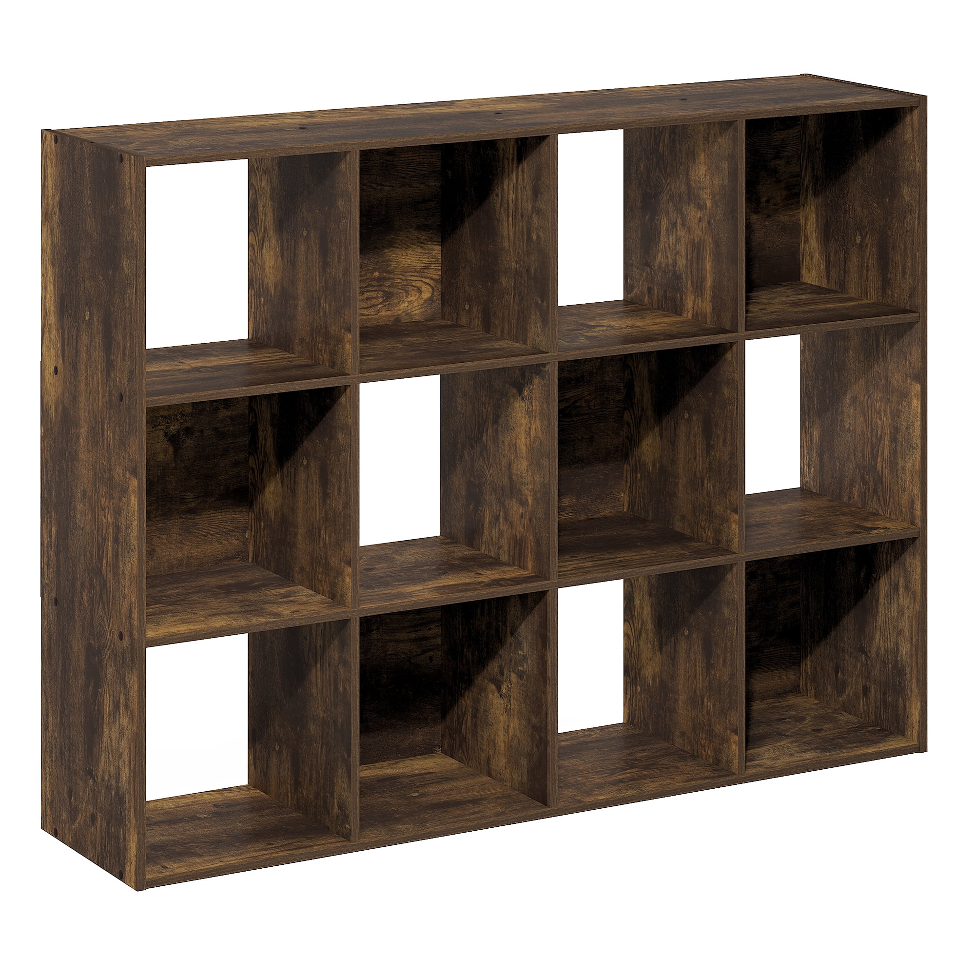 Furinno PELLI 12-Cube Storage Bookshelf for Living Room Bedroom Amber Pine