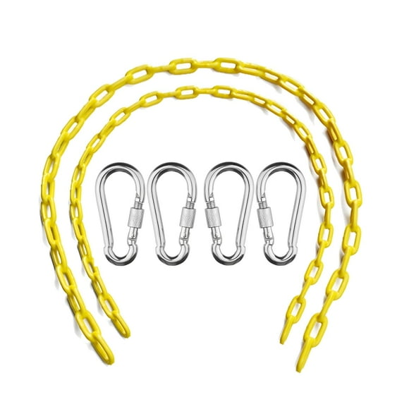 Ymeibe Swing Chains (2) Fully Coated for Swing Set with 4 Free Quick Links Anti-Rust Iron Link Chains Playground Kids Tree Swing Seat Accessories and Replacement Support 660 Lb (Yellow)