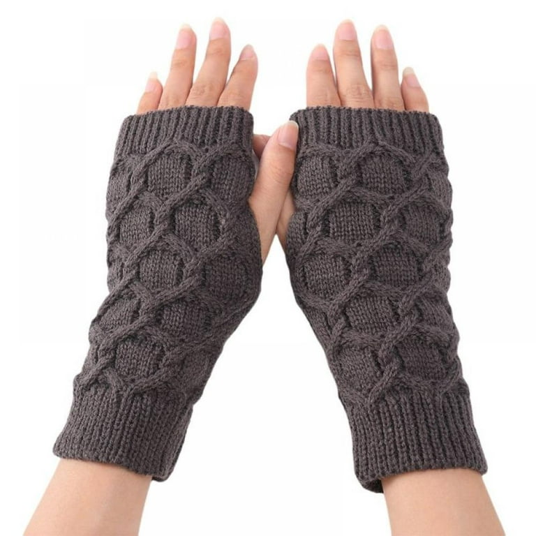 SHIP TODAY Fingerless Gloves for Women Cable Knit Arm 