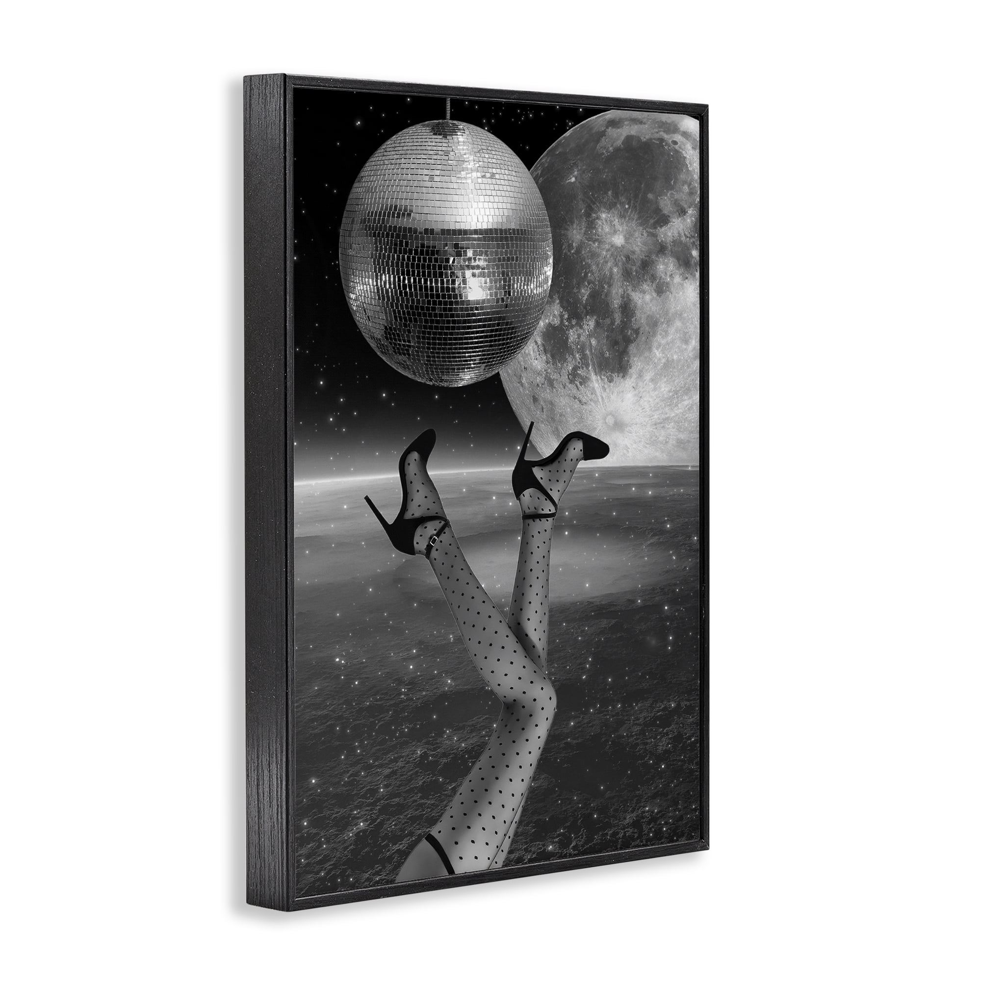 Hangin' Over Disco & Planet Black Framed Giclee Art, design by Elo Marc