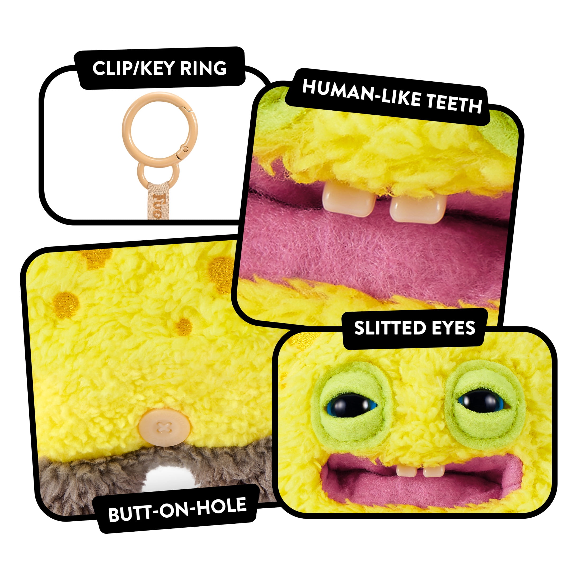 Fuggler SpongeBob Key Rings 5 inch (SquarePants), Funny Ugly Monster Plush Keychain by ZURU