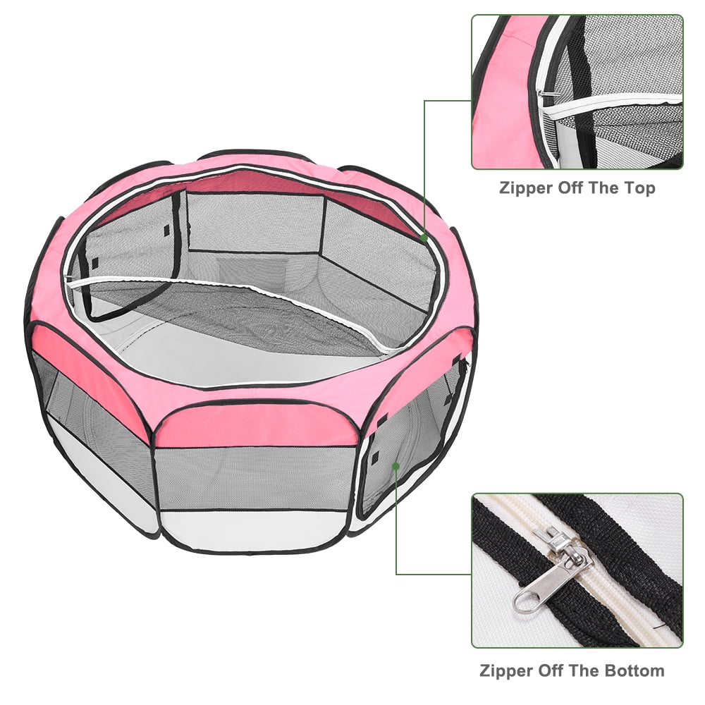 Veryke 36" Portable Pet Playpens, Pet Fence Panels for Dogs, Portable Foldable 600D Oxford Cloth & Mesh Dog Playpen for Puppies, Pet Exercise and Playpen, Pink Veryke 36" Portable Pet Playpens, Pet Fence Panels for Dogs, Portable Foldable 600D Oxford Cloth & Mesh Dog Playpen for Puppies, Pet Exercise and Playpen, Pink