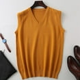 thumbnail image 4 of JTieacloth Men's Sweater Vests Sweater Vest Men's Sleeveless Knitted Vest V Neck Knitted Vest Spring Plain Sleeveless Knitted For Men(Orange), 4 of 5