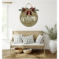thumbnail image 4 of Holiday Welcome Sign Front for Door Decoration, 11 in Round Wood Wreaths Wall Hanging Outdoor, Farmhouse, Porch, for Spring Summer Fall All Seasons Holiday Christmas, 4 of 5