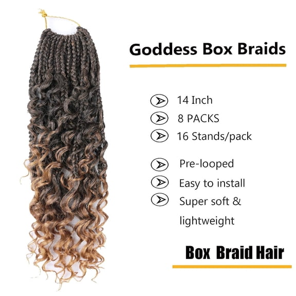 WEIF-8 packs Crochet Box Braids 8pack Bohomian Box Braids Curly Ends 3X Synthetic Goddess Box Braids Crochet Hair for black women T27