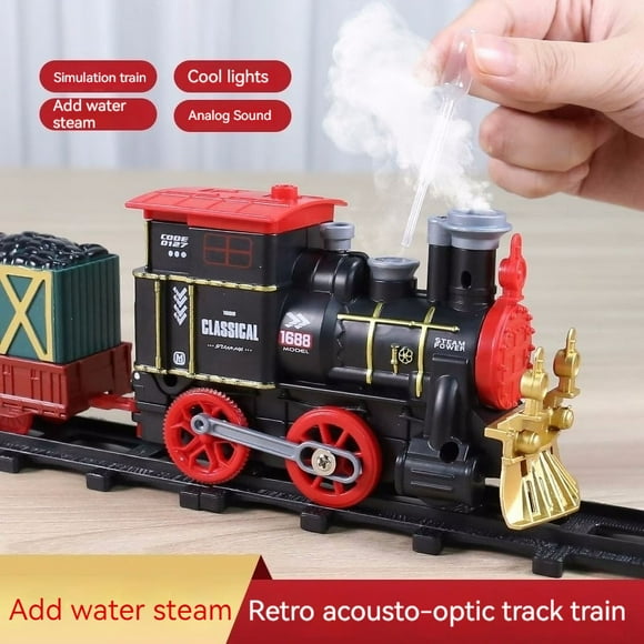 Christmas Retro Steam Train Rail Car Toy For Boy, Simulative High-speed Rail Remote