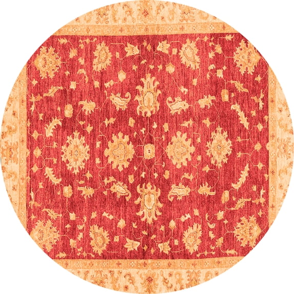 Ahgly Company Indoor Round Oriental Orange Traditional Area Rugs, 3' Round