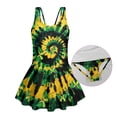 thumbnail image 4 of Binienty Jamaica Flag Girls One-Piece Swimdress Size 7-8 Tie Dye Bathing Suit Comfortable Fabric Swimsuit for Girls Cross Back Quick Dry Swimwear Pool Summer, 4 of 7