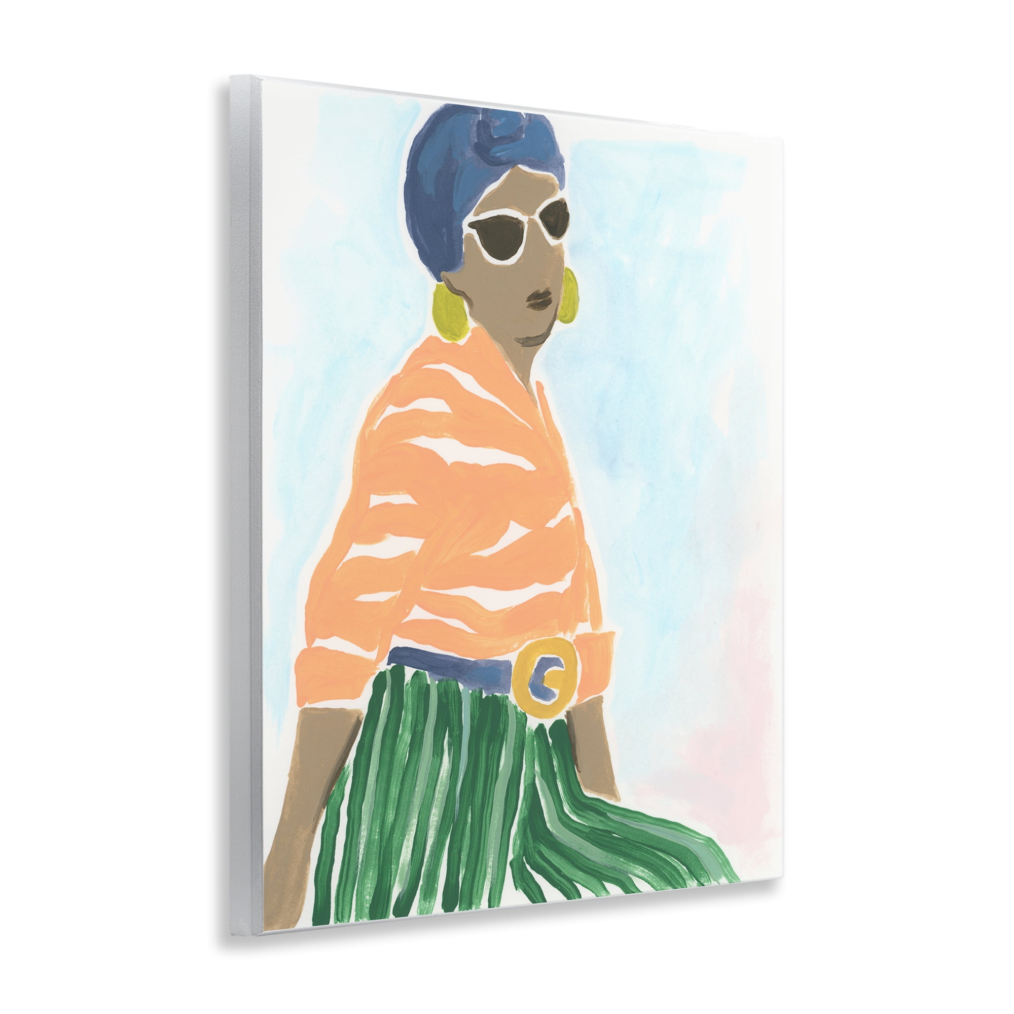 Stupell Industries Stylish Woman with Headwrap People Painting Unframed Art Print Wall Art, 11 x 14