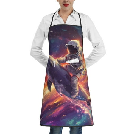 

Rocae Astronaut Dolphin for Kitchen Aprons for Women Adjustable Cooking Kitchen Chef Apron for Men with Pockets