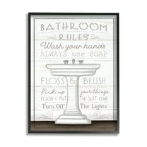 Stupell Industries Rustic Bathroom Rules Sink Typography Painting Black Framed Art Print Wall Art, 11 x 14